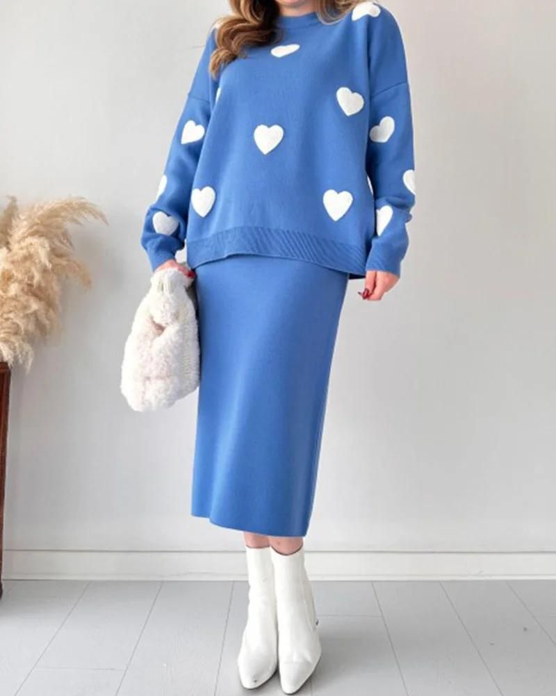 AMOR - Love knitted skirt two-piece set