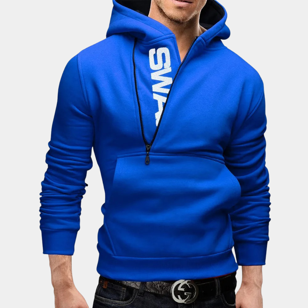 Neil - elegant men's hoodie with side zip for a trendy look