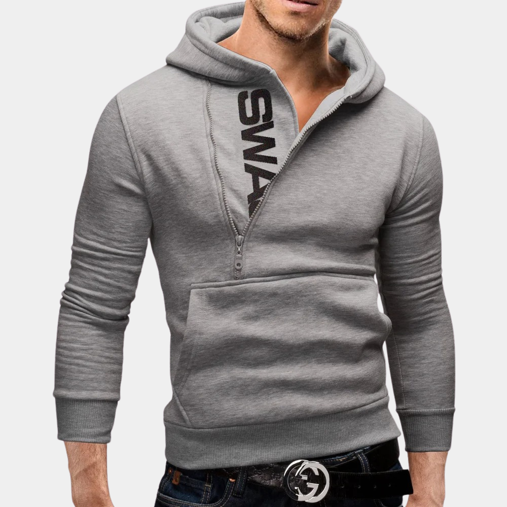 Neil - elegant men's hoodie with side zip for a trendy look