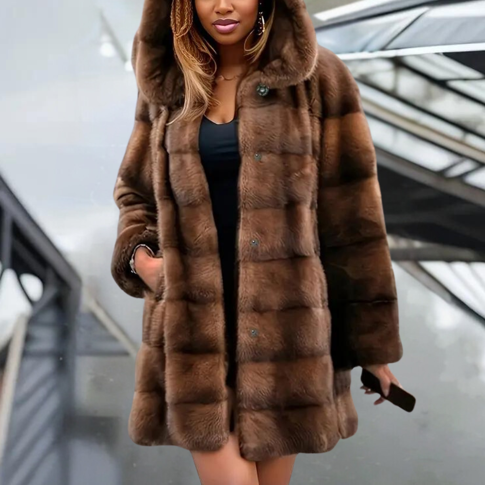 Jacinta - trendy women's coat with fashionable hood