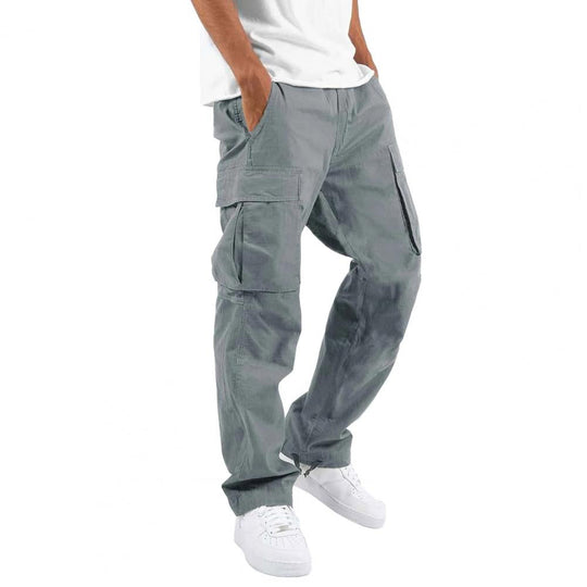 Cargo trousers - loose men's trousers, straight leg with pockets