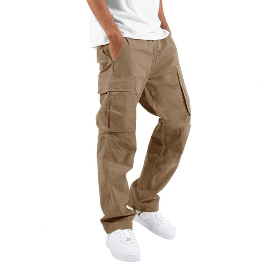 Cargo trousers - loose men's trousers, straight leg with pockets