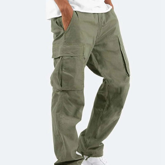 Cargo trousers - loose men's trousers, straight leg with pockets