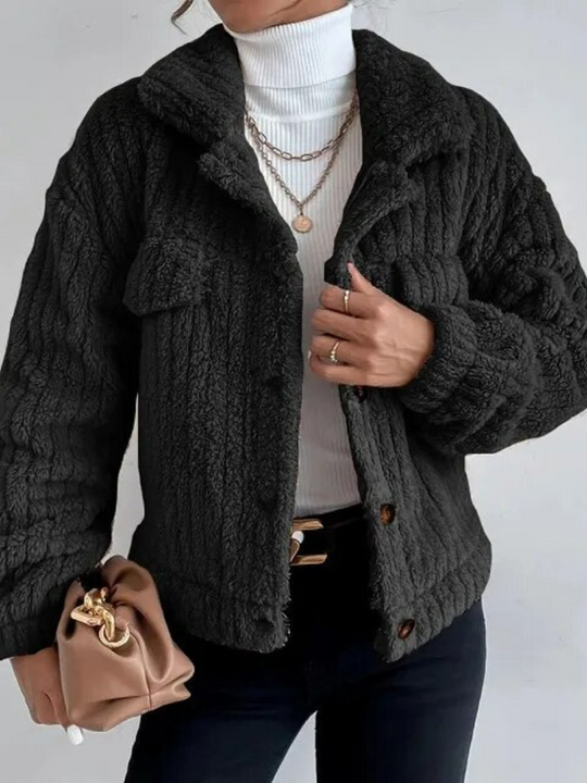 Short women's faux fur jacket for spring