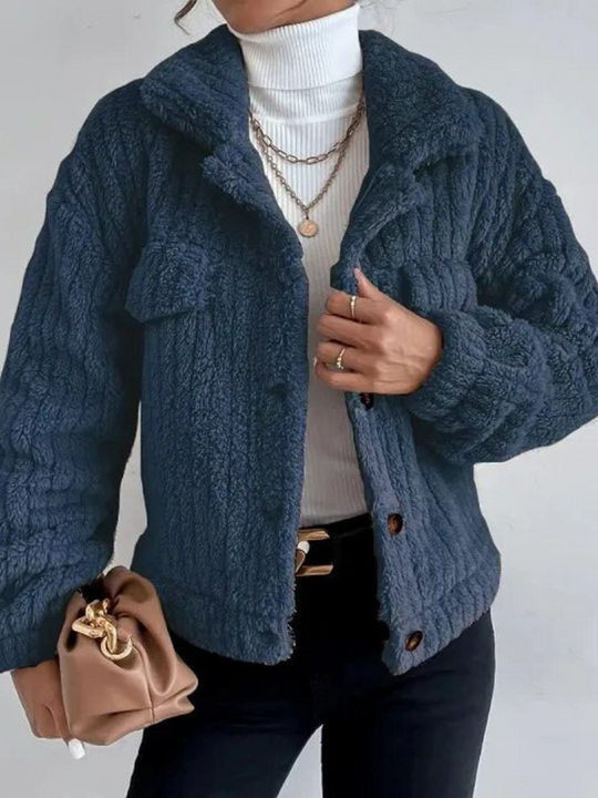 Short women's faux fur jacket for spring