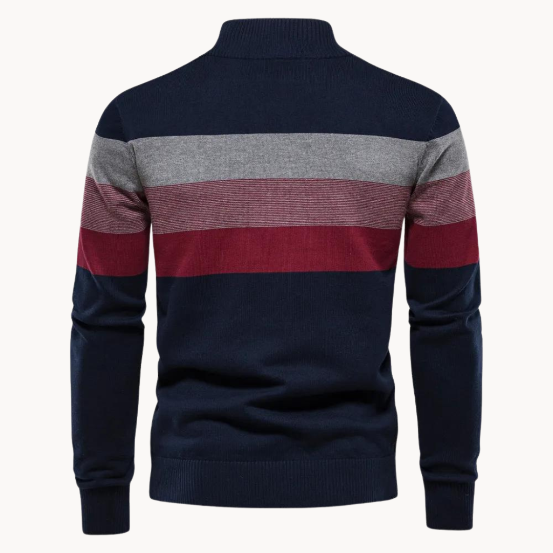 Nilo - sophisticated striped slim fit men's zip pullover