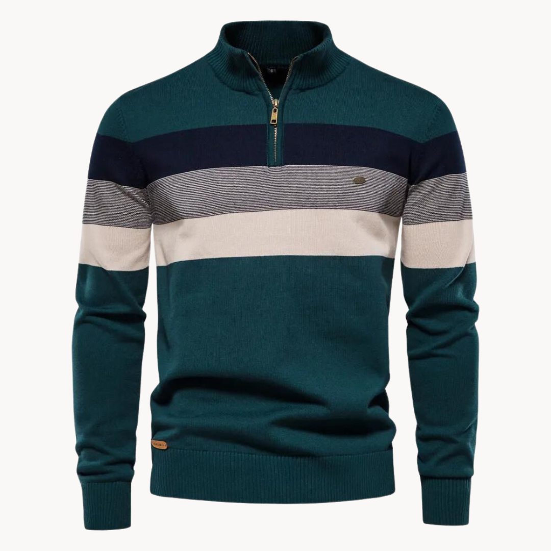Nilo - sophisticated striped slim fit men's zip pullover