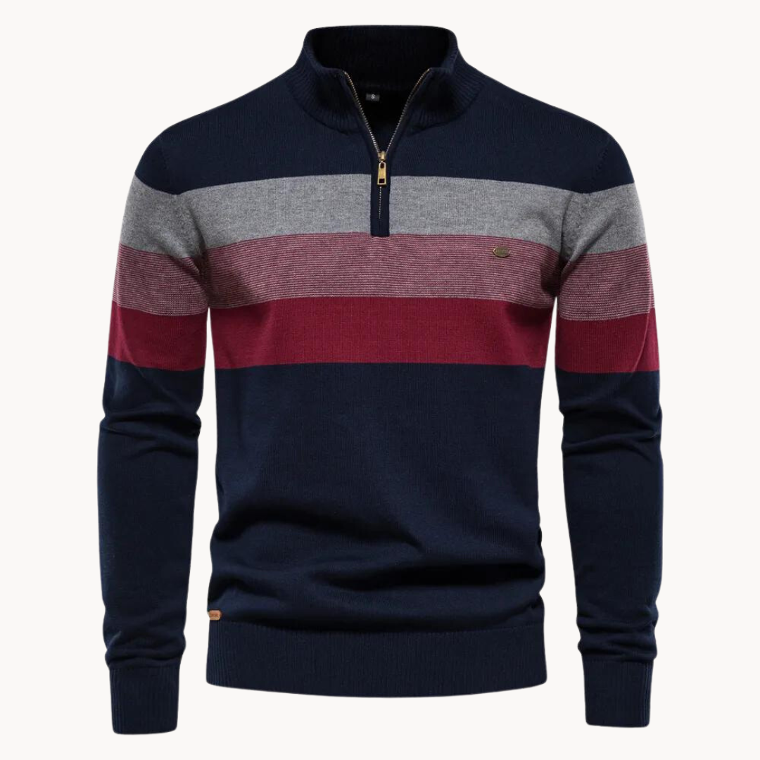 Nilo - sophisticated striped slim fit men's zip pullover