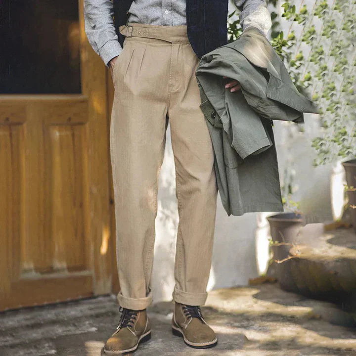 Pleated - loose-fitting retro trousers men's trousers