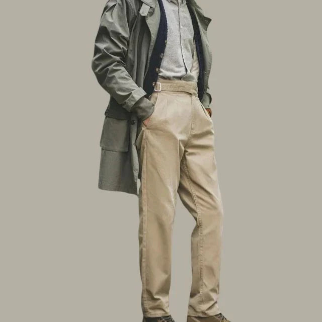 Pleated - loose-fitting retro trousers men's trousers