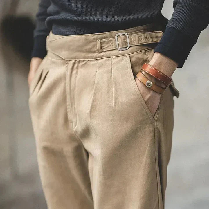 Pleated - loose-fitting retro trousers men's trousers