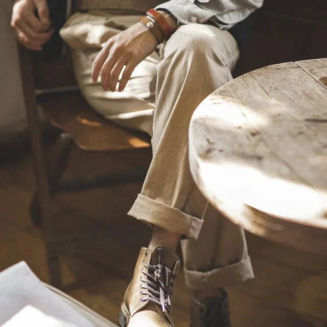 Pleated - loose-fitting retro trousers men's trousers