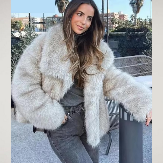 Faux fur jacket - short - warm - faux fur jacket - winter coats and jackets for women