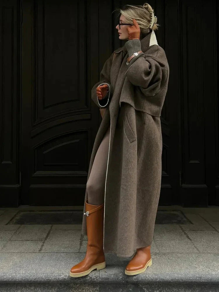 Long wool coat - oversized - wool trench coat