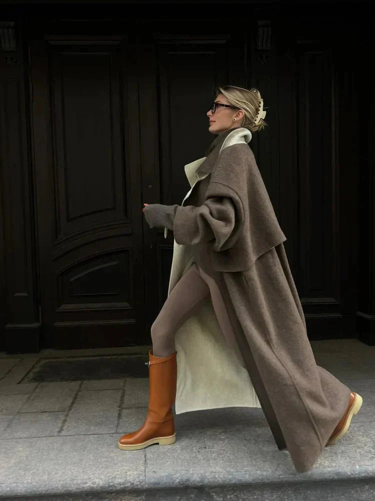 Long wool coat - oversized - wool trench coat