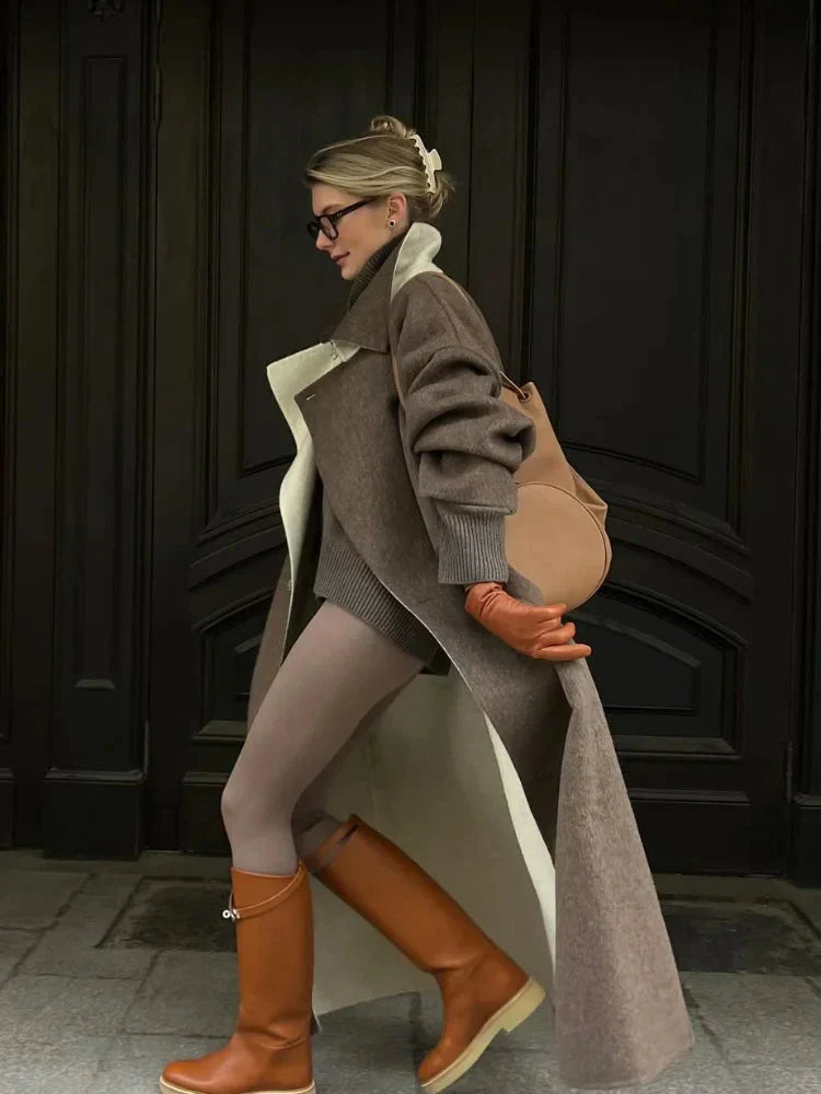 Long wool coat - oversized - wool trench coat