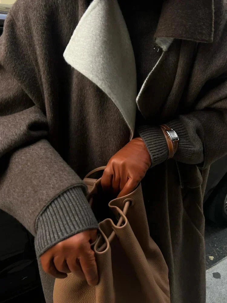 Long wool coat - oversized - wool trench coat