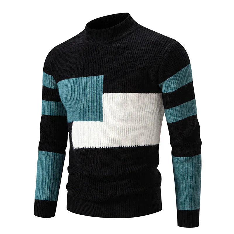Enzo - knitted jumper with graphic block pattern for men