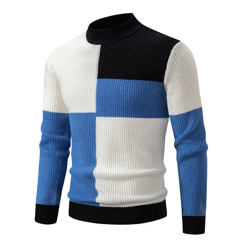 Enzo - knitted jumper with graphic block pattern for men