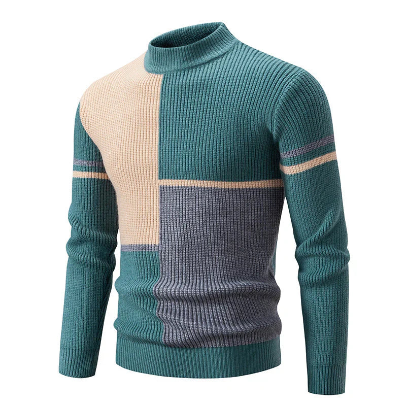 Enzo - knitted jumper with graphic block pattern for men