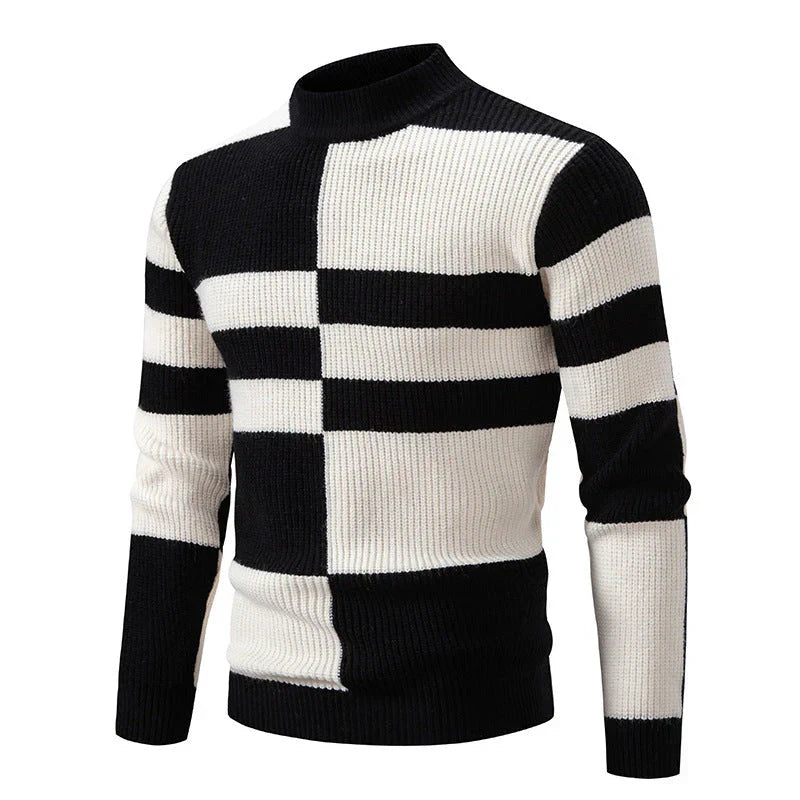 Enzo - knitted jumper with graphic block pattern for men