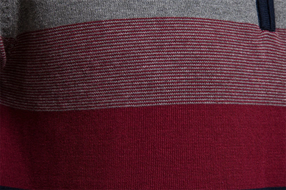 Nilo - sophisticated striped slim fit men's zip pullover