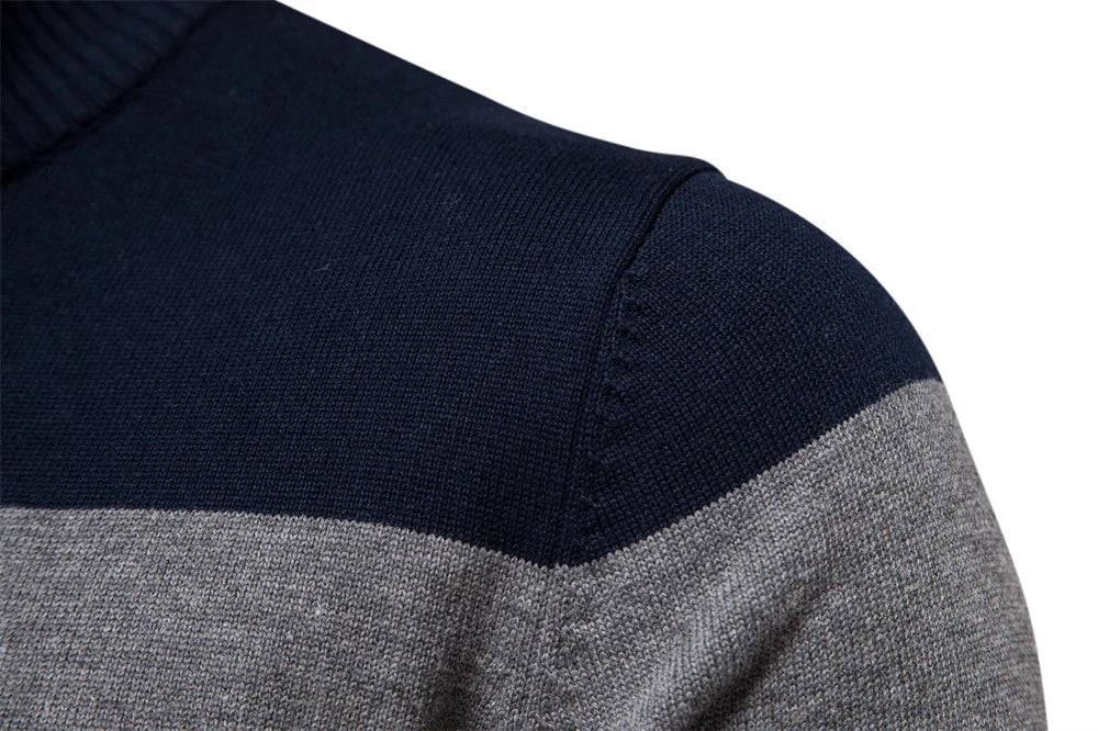 Nilo - sophisticated striped slim fit men's zip pullover