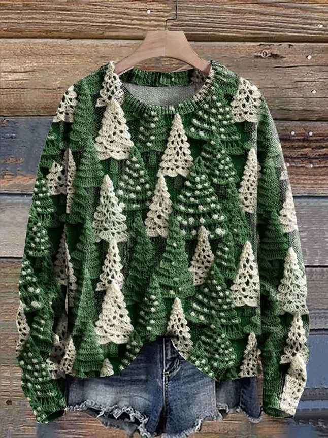 Festive jumper with tree print