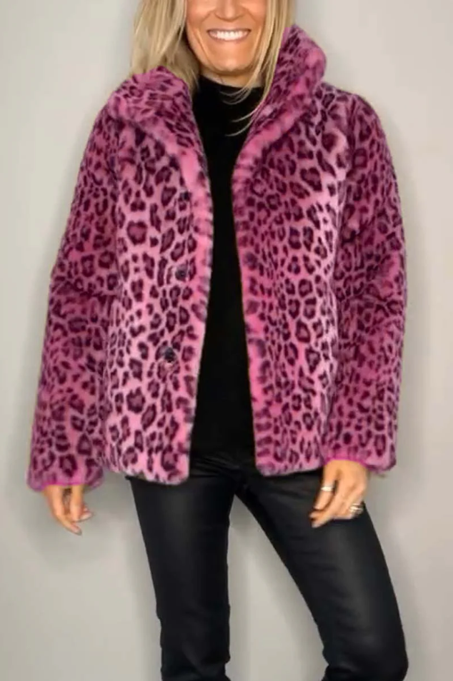 Pillar | classic women's winter coat with leopard print