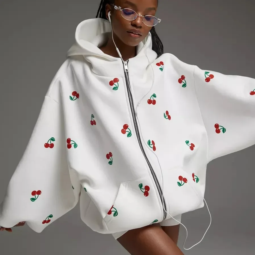Kyra | white women's cherry print jacket