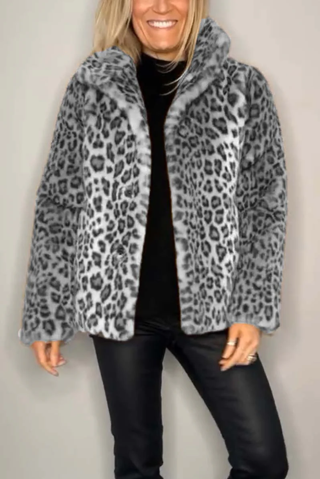 Pillar | classic women's winter coat with leopard print