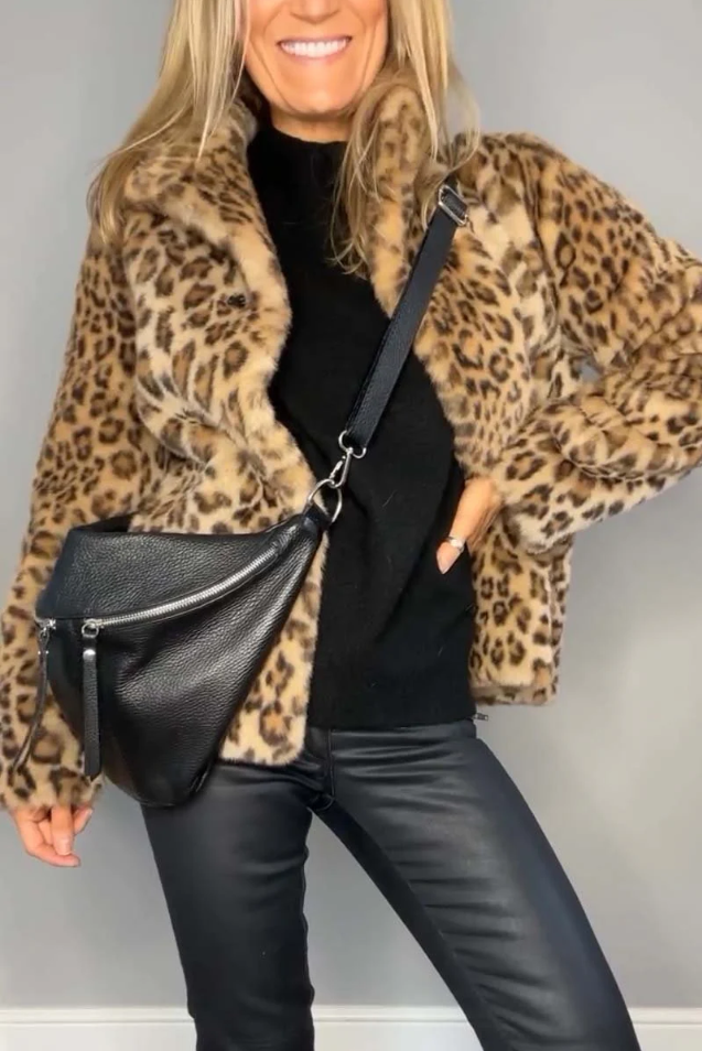 Pillar | classic women's winter coat with leopard print