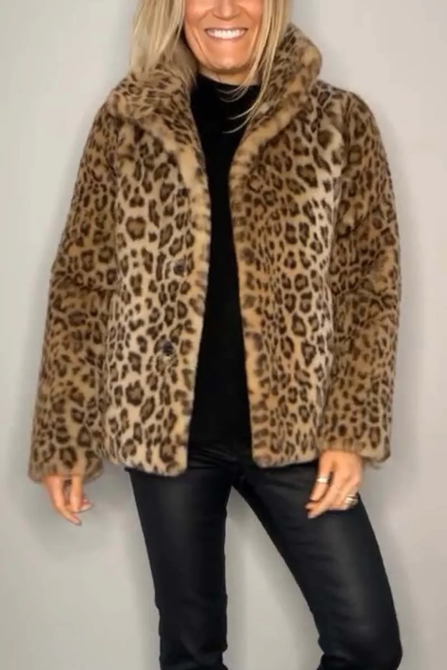 Pillar | classic women's winter coat with leopard print