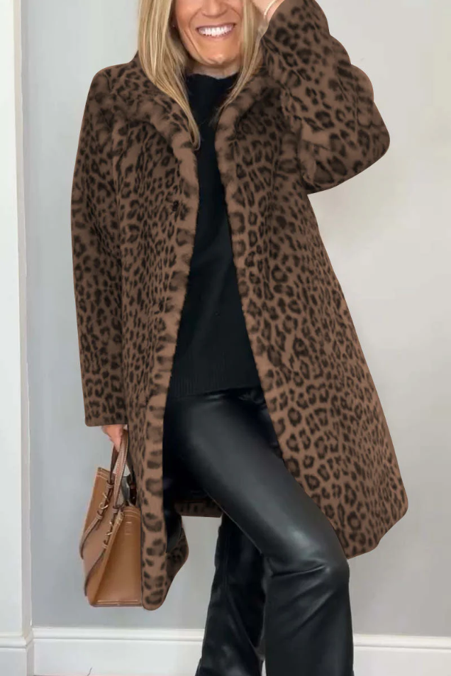 Pillar | classic women's winter coat with leopard print