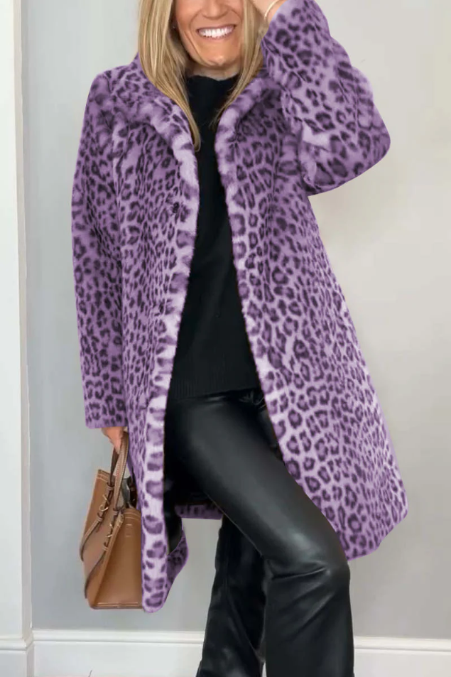Pillar | classic women's winter coat with leopard print