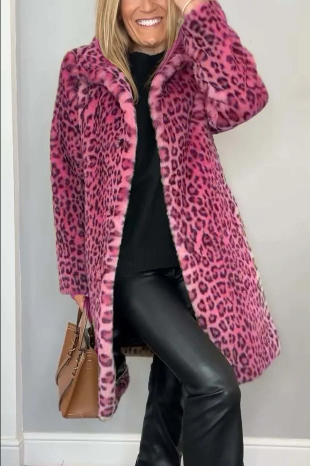 Pillar | classic women's winter coat with leopard print