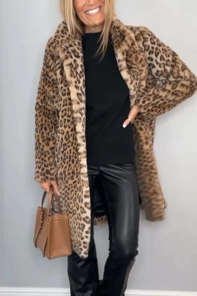 Pillar | classic women's winter coat with leopard print