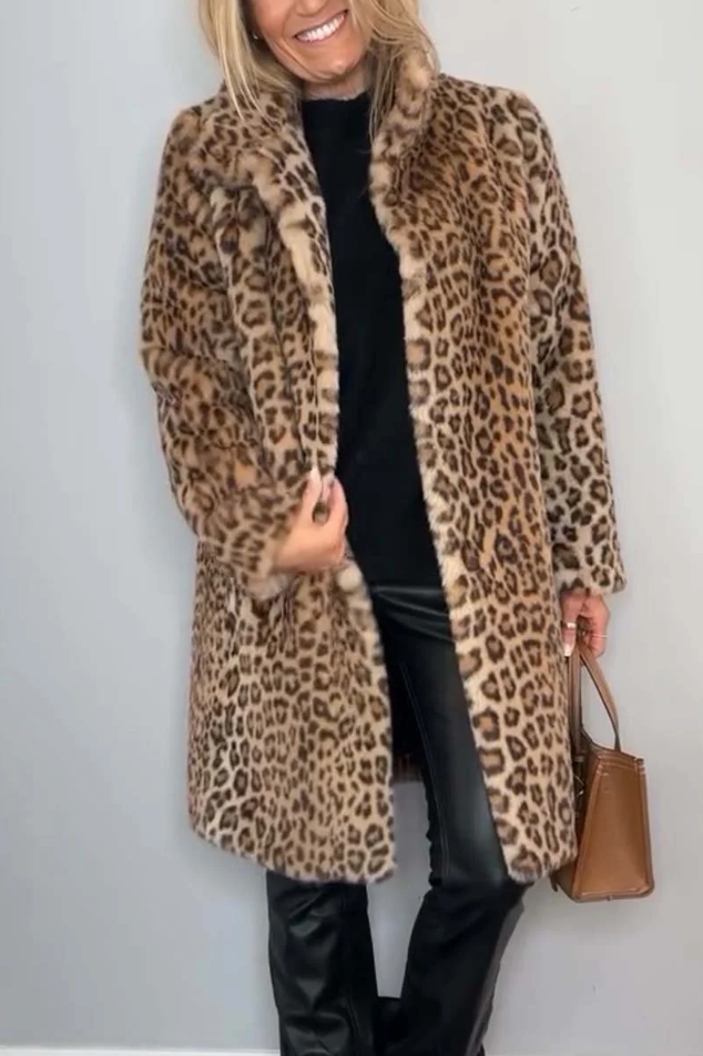 Pillar | classic women's winter coat with leopard print