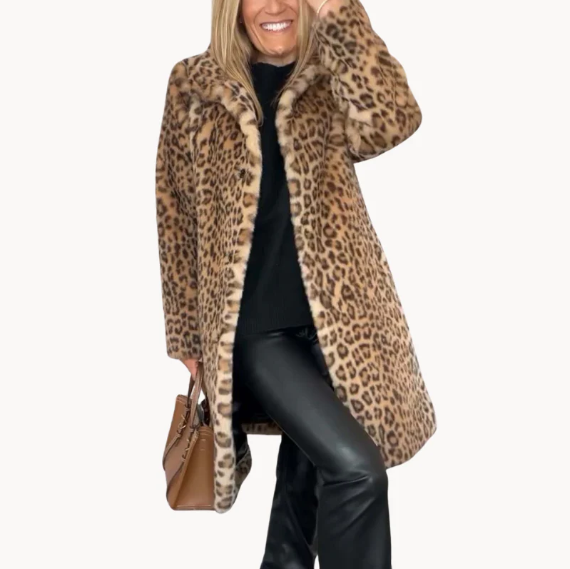 Pillar | classic women's winter coat with leopard print