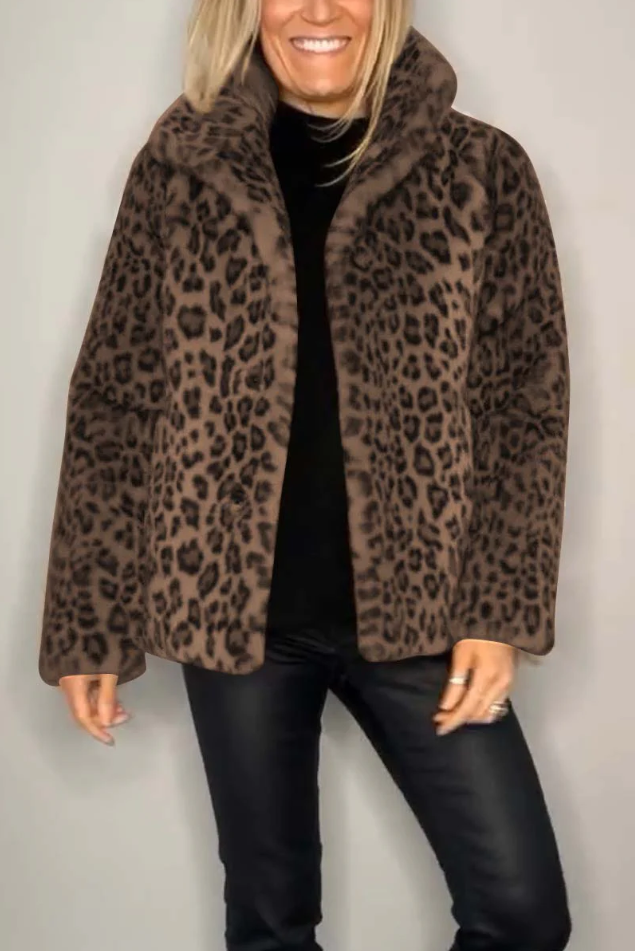 Pillar | classic women's winter coat with leopard print