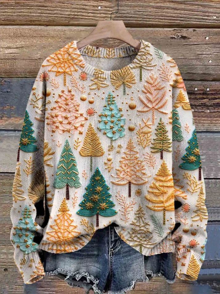 Festive jumper with tree print