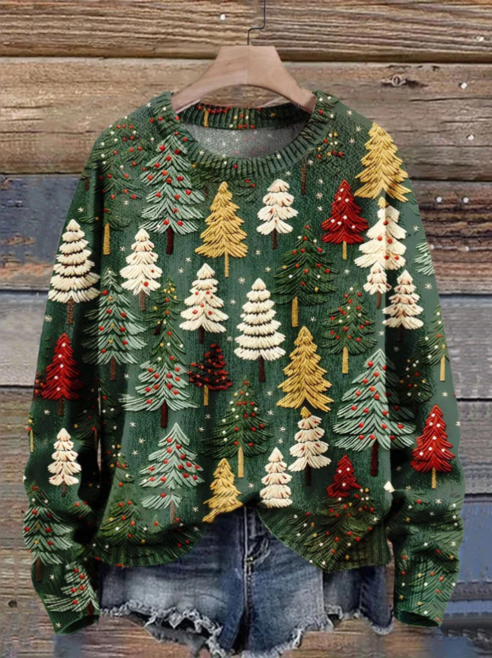 Festive jumper with tree print