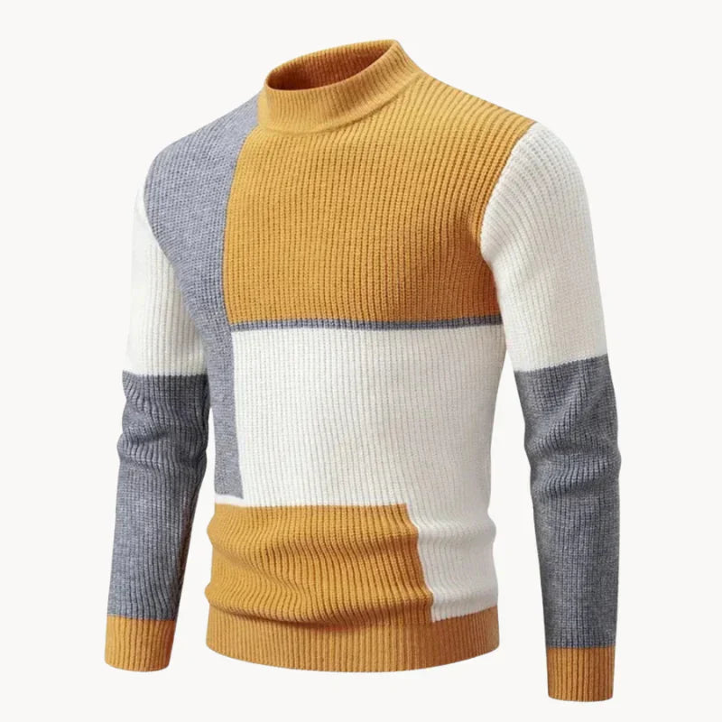 Enzo - knitted jumper with graphic block pattern for men