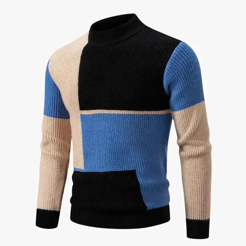 Enzo - knitted jumper with graphic block pattern for men