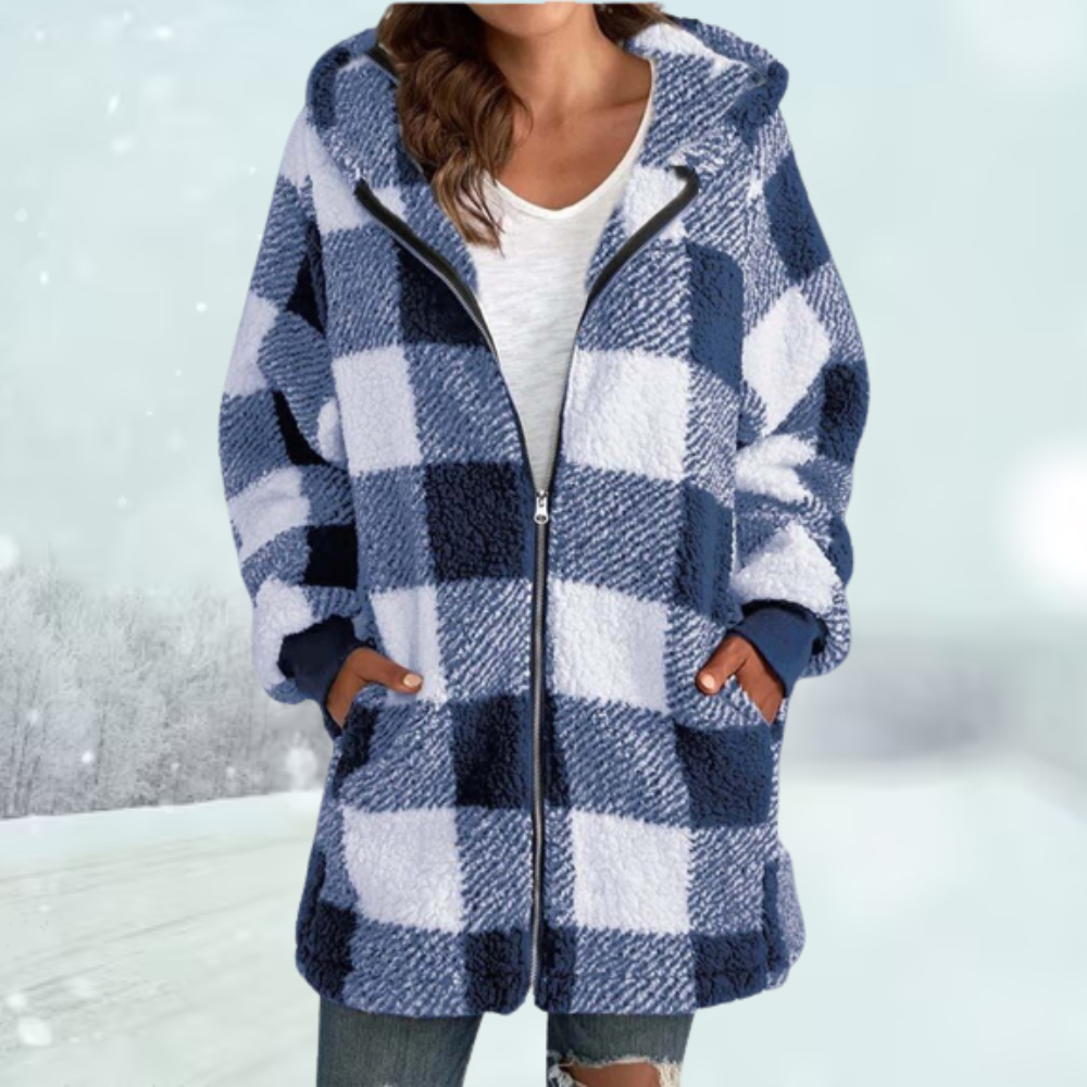 Winter coat - hooded top - checked