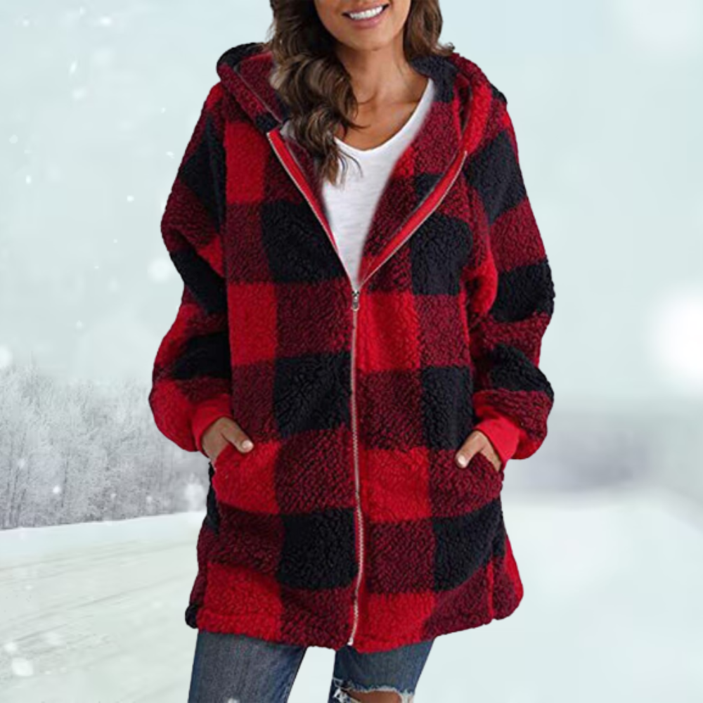 Winter coat - hooded top - checked