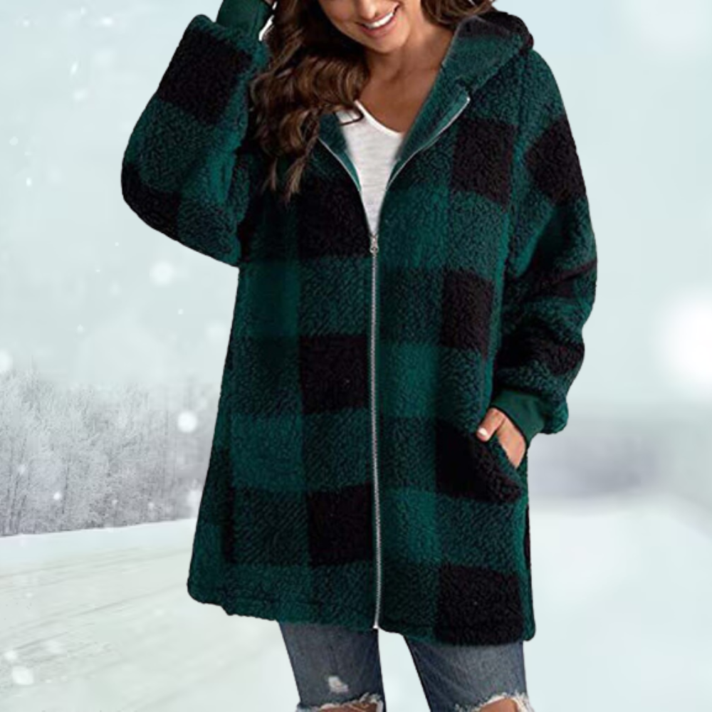 Winter coat - hooded top - checked