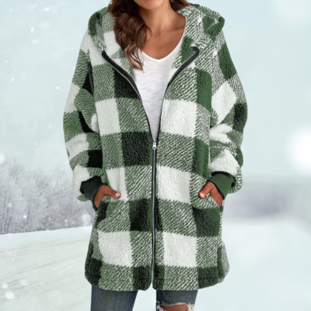 Winter coat - hooded top - checked