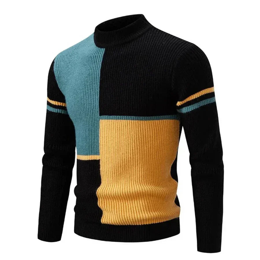 Enzo - knitted jumper with graphic block pattern for men