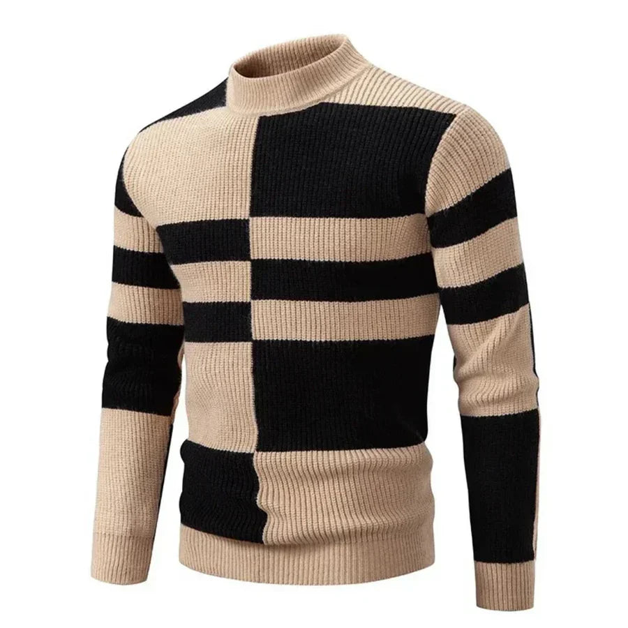 Enzo - knitted jumper with graphic block pattern for men